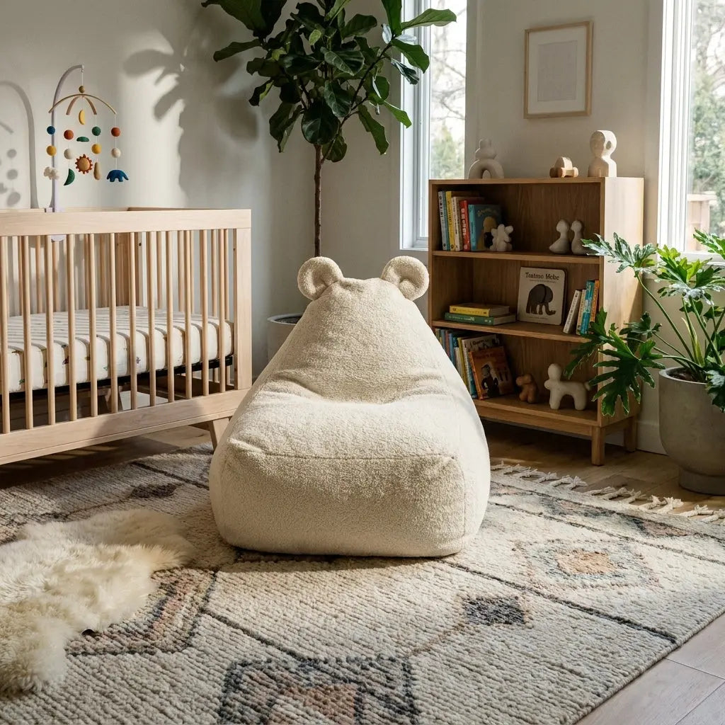 Barnfåtölj Sittsäck Snug 80 Bear Teddy Cream