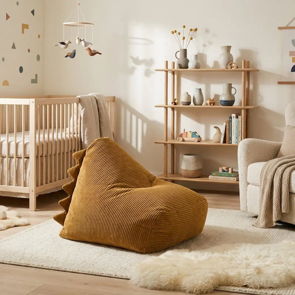 Barnfåtölj Sittsäck Snug 80 Dragon Waves Mustard