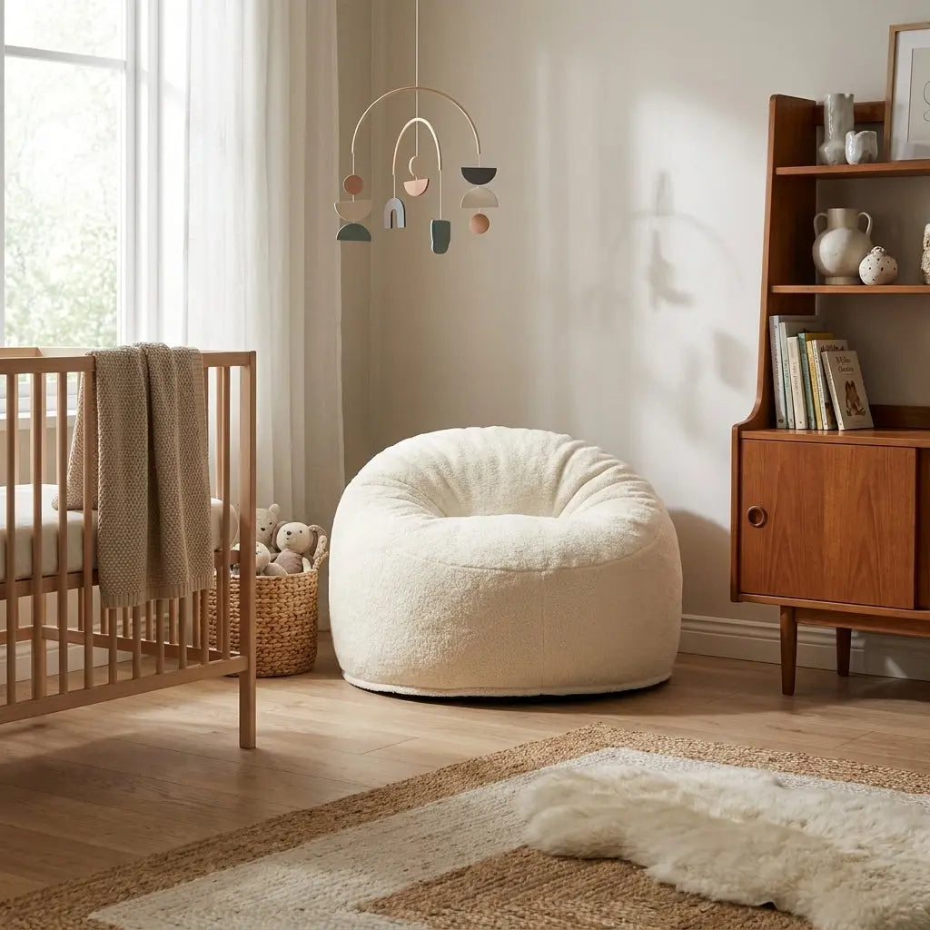Barnfåtölj Sittsäck Om 85 Teddy Cream SLOWDOWN