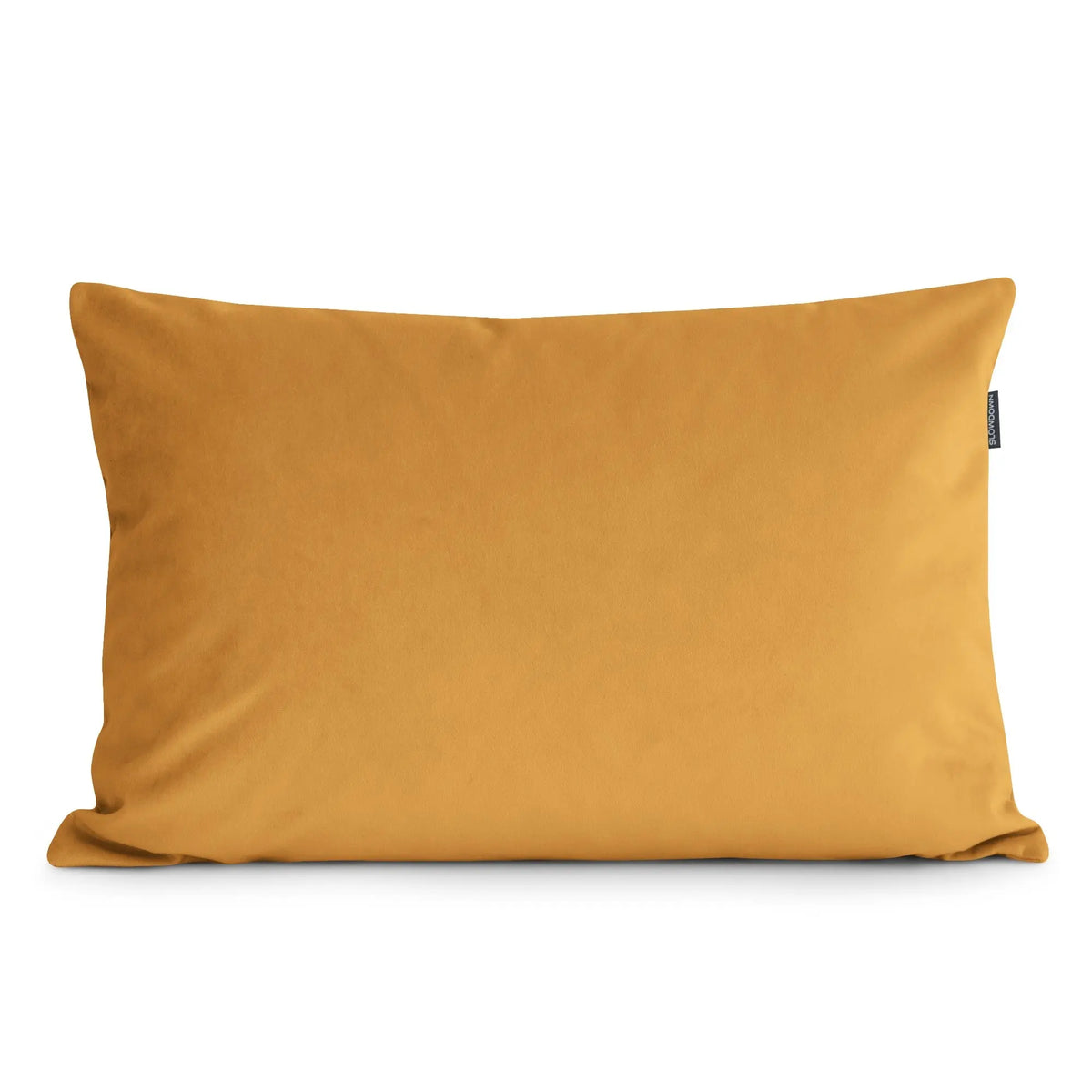 sammet dekorationskudde 65x45 i senapsgul färg, elegant kudde för soffan och sängen.