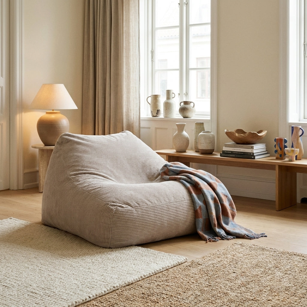 Fåtölj Sittsäck Soffa Snug Waves White Grey