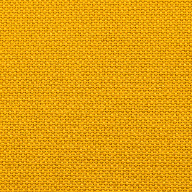 Närbild av en gul sittsäcksfåtölj i grovt vävt tyg, Lounge 100 OX Yellow.