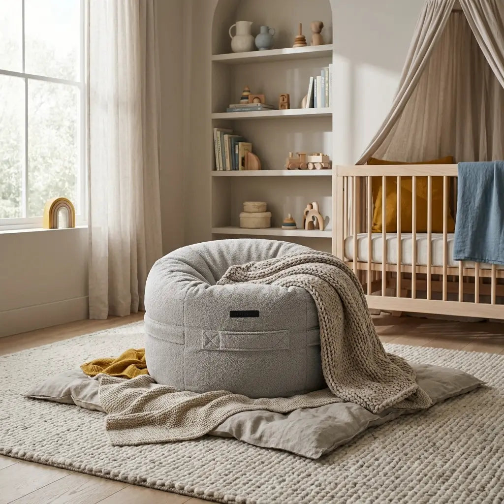Barnfåtölj Roll 80 Teddy White Grey SLOWDOWN