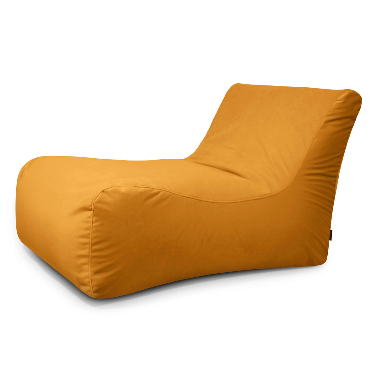 Senapsgul sittsäcksfåtölj Lounge 100 med bred rygg och bekväm design.