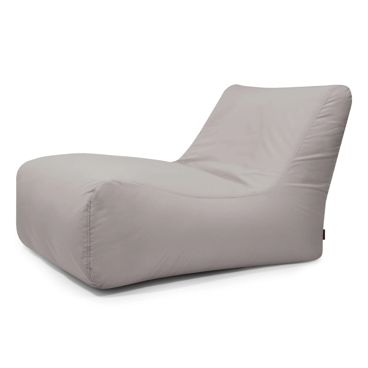 Stilren Lounge 100 sittsäcksfåtölj i ljusgrå textil med brett ryggstöd för komfort.