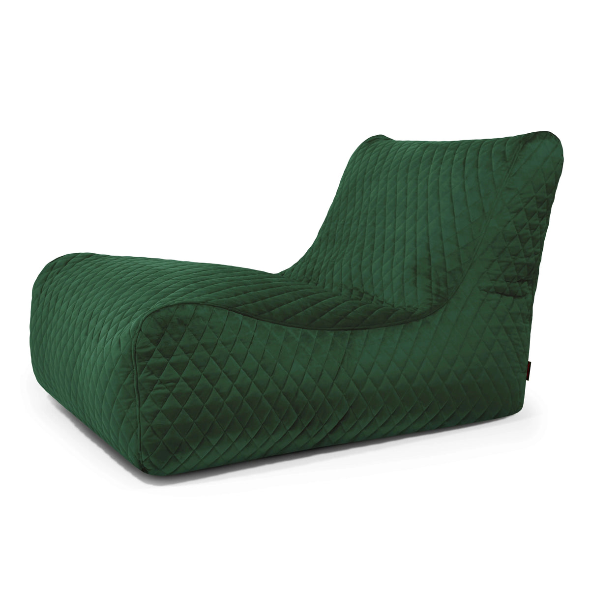 Sittsäck Lounge 100 Lure Luxe Emerald Green fåtölj med quiltat sammetstyg.