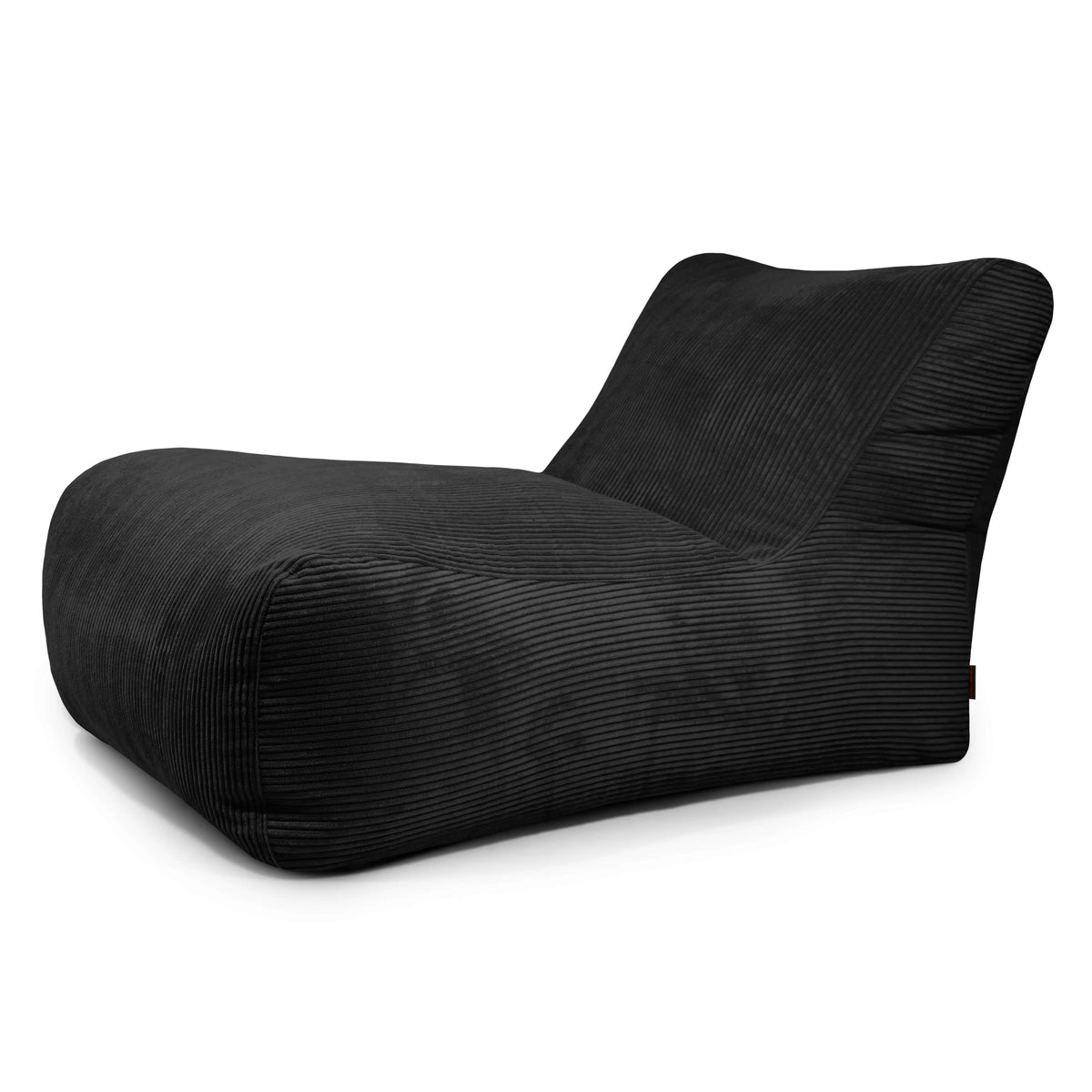Svart ribbad sittsäcksfåtölj Lounge 100 Waves med bred rygg och bekväm sits.