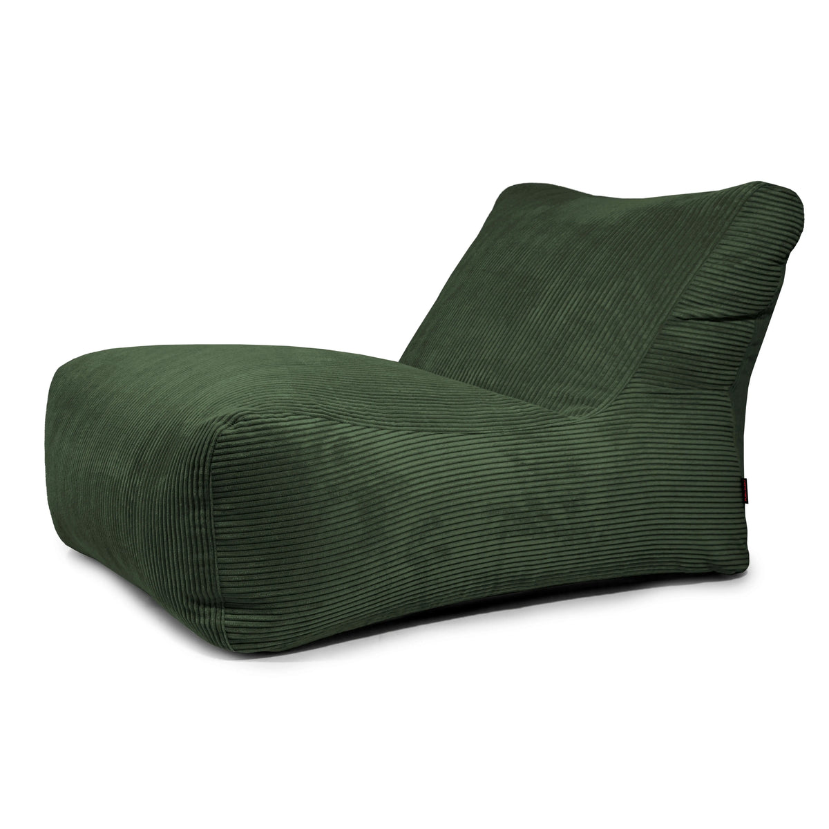 Mörkgrön Lounge 100 sittsäcksfåtölj i manchester med bred rygg och bekväm design.