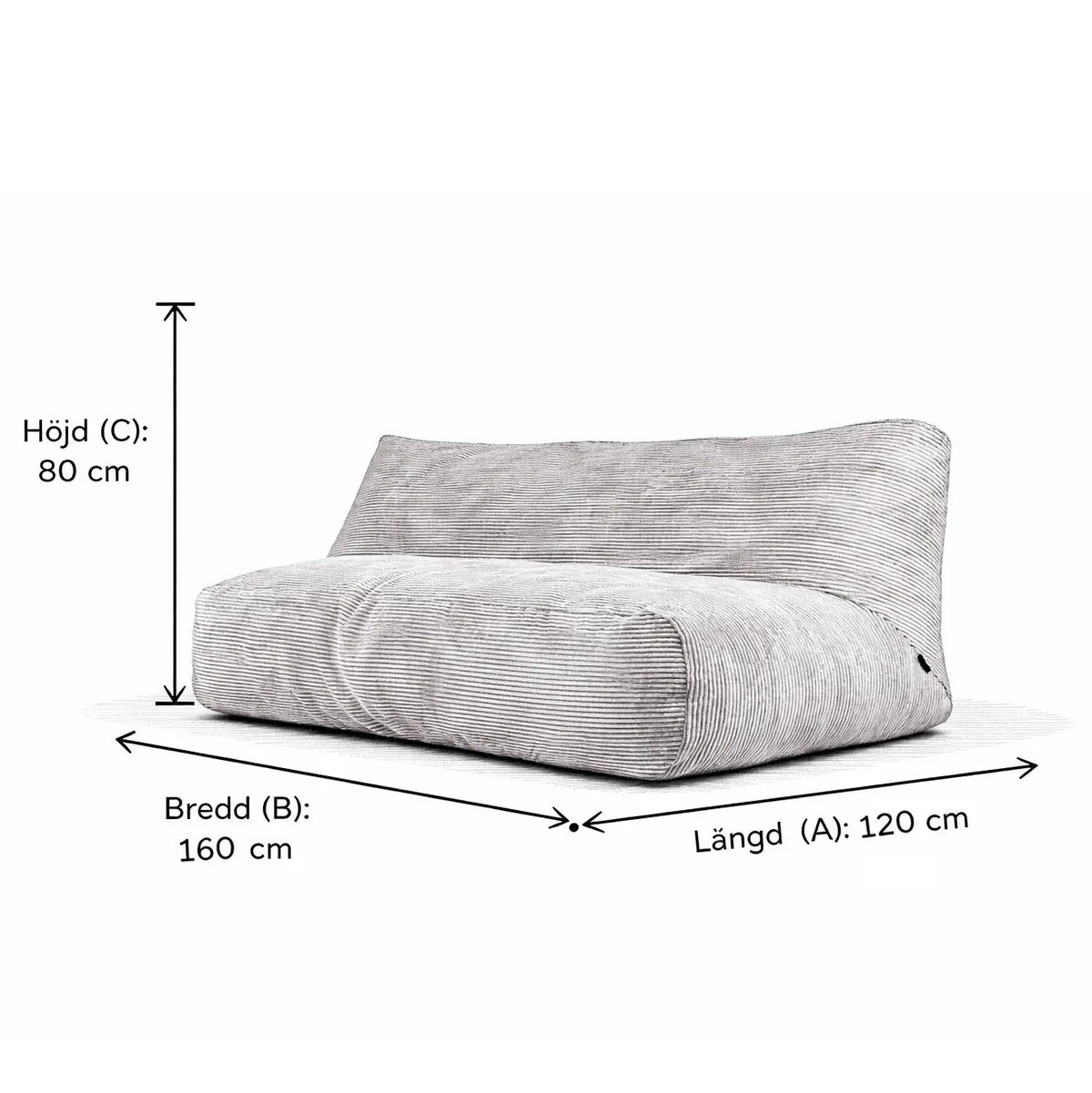 Sittsäck Soffa Tube 160 Lure Luxe Grey SLOWDOWN