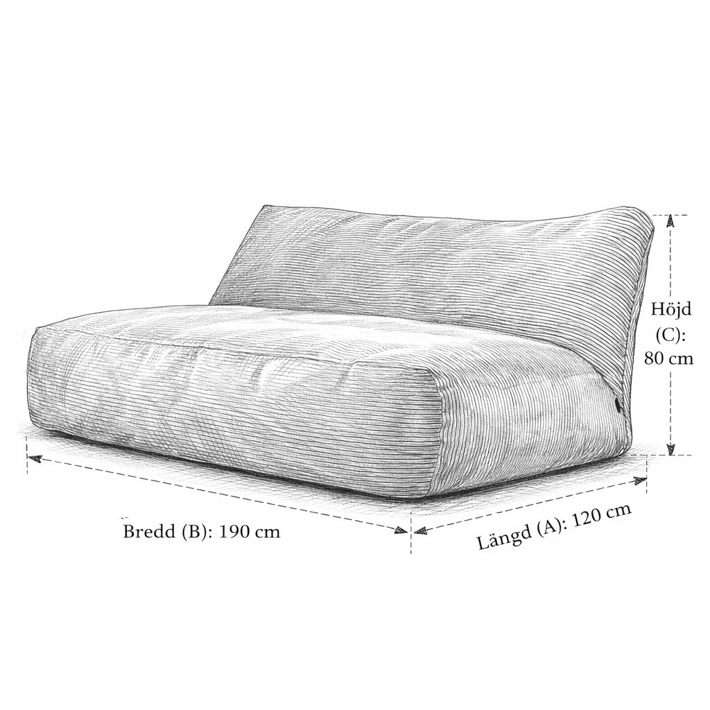 Sittsäck Soffa Tube 190 Nordic Silver SLOWDOWN