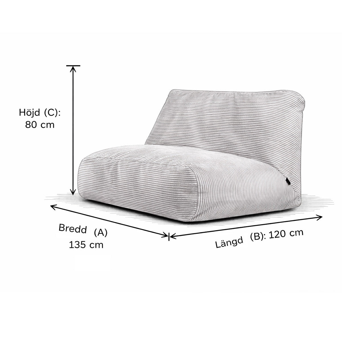 Sittsäck Soffa Tube Nordic Silver SLOWDOWN