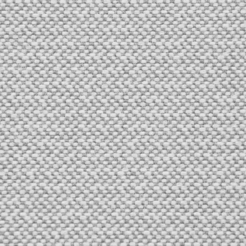 Solsäng Split 90 Dunẽs fluffy white; närbild av ljusgrått tygmaterial.