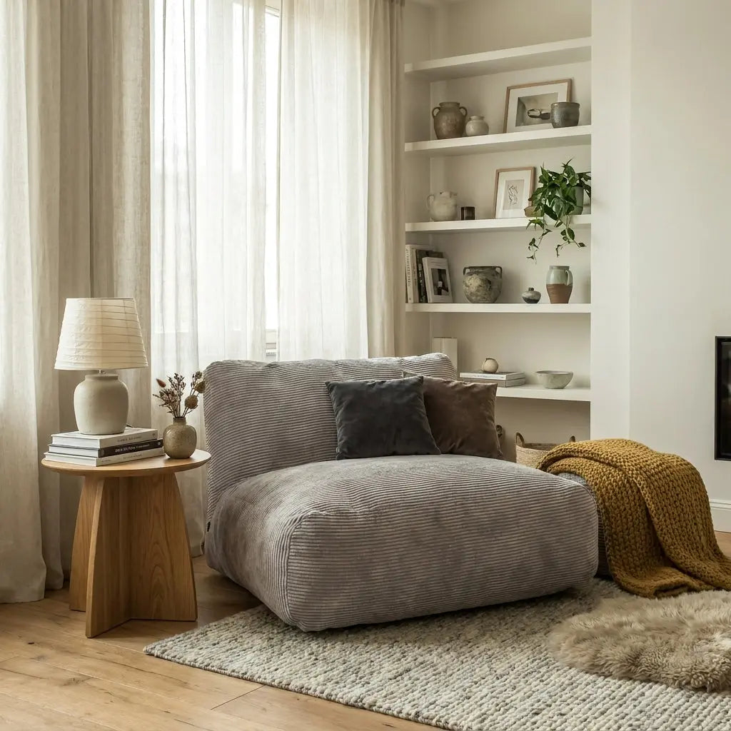 Sittsäck Soffa Tube Waves White Grey SLOWDOWN