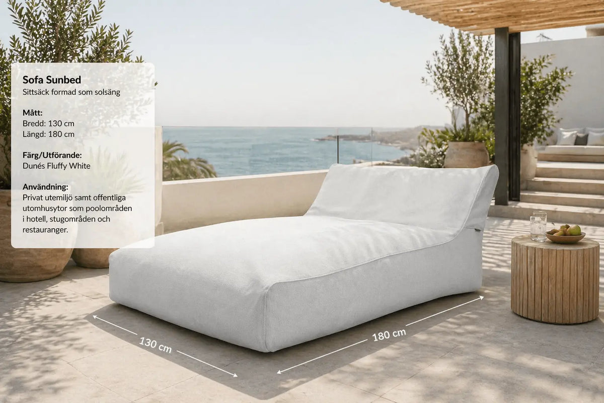 Sittsäck Soffa solsäng  - sunbed  Dunẽs Fluffy White SLOWDOWN