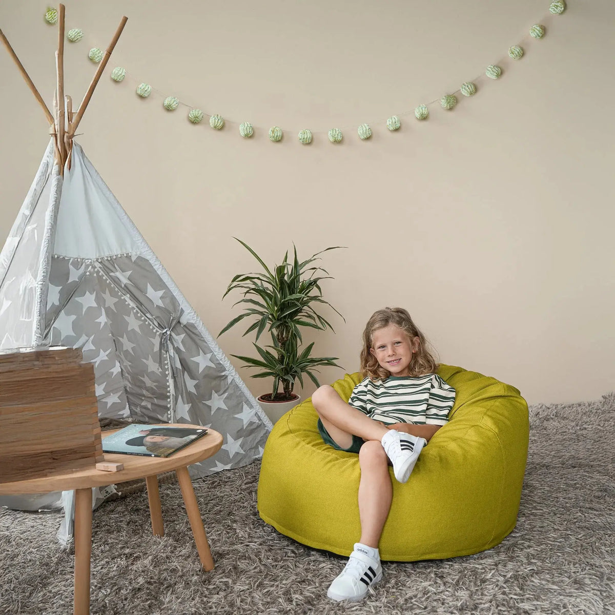 Barnfåtölj Sittsäck Om 85 Teddy White Grey-Bean bags-Slowdown