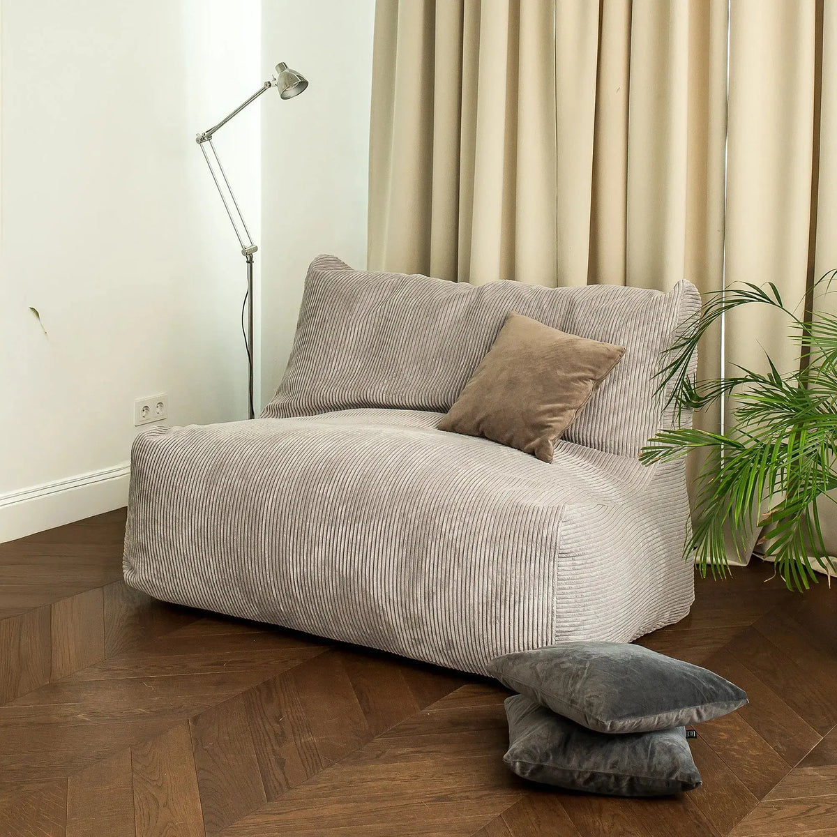 Sittsäck Soffa Seat Waves White Grey-Bean bags-Slowdown
