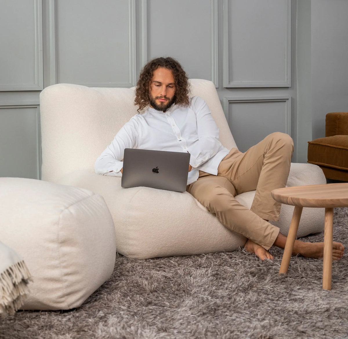 Sittsäck Soffa Tube Teddy Cream SLOWDOWN